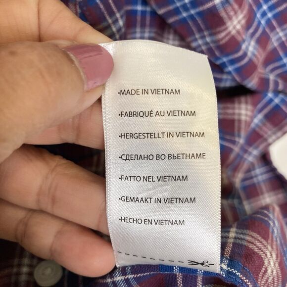 Oak Hill Mens Button Down Shirt 2XL Plaid Cotton Mens Wrinkle Free Burgundy - Picture 9 of 12